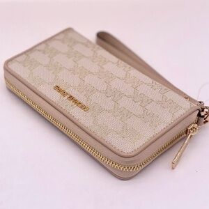 Michael Kors Jet Set Travel Wallet Phone Case Wristlet Glimmer MK Print